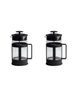 2x Euroline 1L Tea & Coffee Glass Plunger French Press (1000ml) - Black