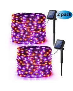 Enhance Your Halloween Ambiance with 2 Pack Orange & Purple Solar Halloween Lights