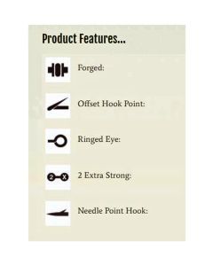 1 Box of Mustad 92554NPNR Big Red Chemically Sharpened Fishing Hooks