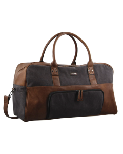 Pierre Cardin Mens Canvas Overnight Travel Duffle Bag - Black (Business Luggage)