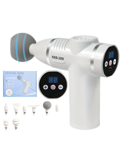 Portable Handheld 8-Speed Massage Gun with 12 Replaceable Heads(White)