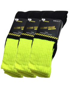 3x Pairs Yellow HI VIS SOCKS - High Visibility Fluro Safety Tradie Workwear