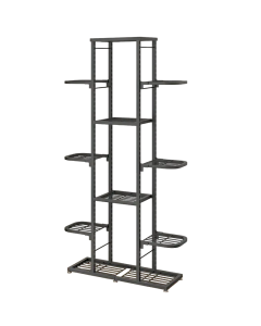 Heightened Dark Gray Metal Combination Flower Rack - Multi-Pot Succulent Holder