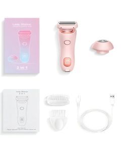2 in 1 Waterproof Electric Shaver for Women Painless Hair Removal Pink