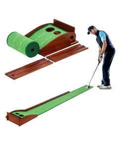 Golf Putting Mat with 2-Hole Training Design