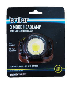 Brillar 3 Mode Head Lamp with Cob LED Technology