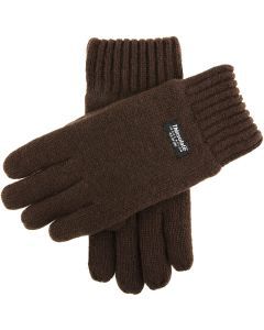 Dents Mens 100% Wool Knit Gloves - Chocolate - X-Large (3M Thinsulate Lining)