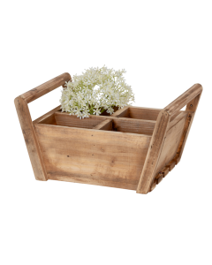 Timber 4-Square Trug Garden Basket - Brown (Plant & Flower Holder)
