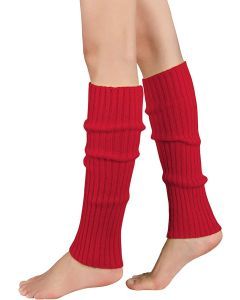 1 Pair Red Ribbed Leg Warmers - Womens Dance Costume/80s Party