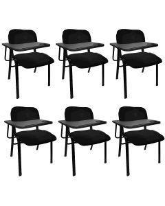 Lecture Chair with Table Top for Classroom Lecture Training Conference (Set of 6-Black)