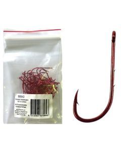 50 Pack of Tsunami Size 2 Chemically Sharpened Red Baitkeeper Hooks