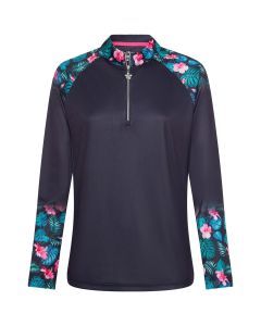 Sporte Leisure Bay Womens Long Sleeve Hawaiian Polo Shirt - French Navy
