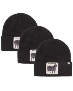 3x Goorin Bros Sheep for Brains Beanie - Black (Warm Winter Ski Hat - Animal Series)
