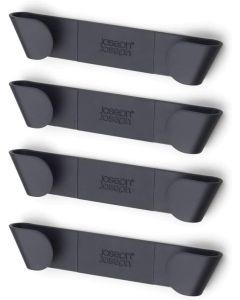 4 Piece Joseph Joseph Cupboard Store Pan Lid Holder (Self-Adhesive Wall Mount) - Grey