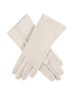 Dents Womens Leather Compression Driving Gloves - Cream (Silk Lining)