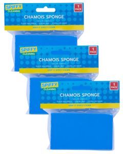 3x Chamois Detailing Sponge Super Absorbent for Home/Kitchen/Car (120 x 70 x 30mm)