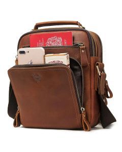 Leather Men's Messenger Shoulder Travel Bag