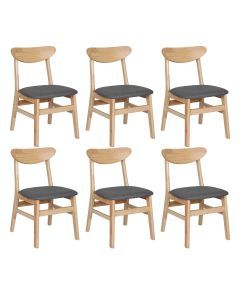 Levede 6x Dining Chairs Kitchen Chair Natural Wood Linen Fabric Cafe Lounge Seat
