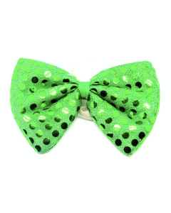 Green Sequin Polka Dots Bow Tie - Fancy Dress Clown Costume Party