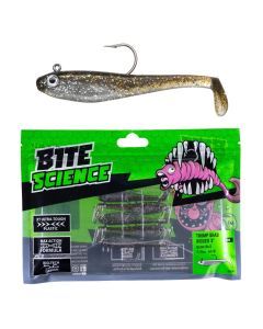 5 Pack of 3 Inch Bite Science Thump Shad Rigged Soft Plastic Lures - Bling Bait