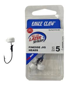 5 Pack of Pearl 3/16oz Eagle Claw Lazer Sharp Size 2/0 Pro-V Finesse Jig Heads