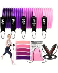 17pcs Fitness Resistance Bands Set – Medium Tension