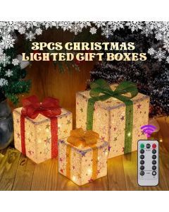 3PCS Christmas Gift Boxes with Luminous Bows