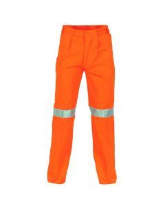 DNC Mens Cotton Drill Work Pants - Orange - Size 122S (3M Reflective Tape Safety)