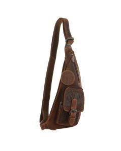 Jack's Inn Vengeance Mens Crazy Horse Leather Sling Crossbody Bag - Cognac