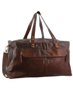 Pierre Cardin Mens Burnished Leather Multi-Compartment Overnight Bag - Legend Brown