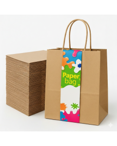 72x Medium Kraft Paper Bags - Bulk Gift Shopping Bags w/Handles - Brown (27x22x11cm)
