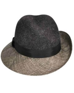 KANGOL Dapper Wool Felt & Straw Side Sweep Trilby Fedora - Black - S (K0820LX)