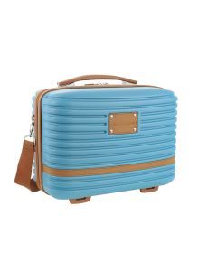 Pierre Cardin Beauty Case - Hard Shell Makeup Travel Organiser - Blue/Brown