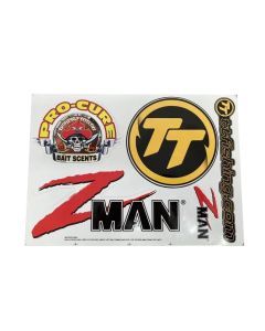 Pro Cure/TT Lures/Zman Team Sticker Pack-6 Assorted Fishing Stickers-Boat Decals
