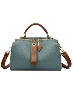 Crossbody Tote Bag Solid PU Leather Shoulder Women (Green)