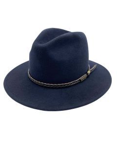 Jacaru 1847 Outback Fedora Hat - Navy (100% Australian Wool Travel Crushable Hat)