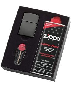 Zippo Black Ice Lighter Gift Box with Fluids + Flints