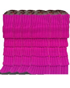 6x Purple Ribbed Leg Warmers Bulk Pack - Womens Dance Costume/80s Party