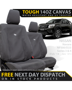 Nissan Navara NP300 Series 3 & 4 Retro Canvas 2x Front Seat Covers (In Stock)
