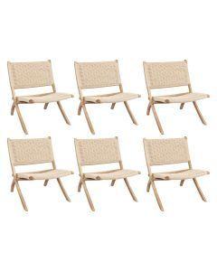 Levede 6x Accent Chair Foldable Recliner Wooden Lounge Lounger Ash Rattan Seat