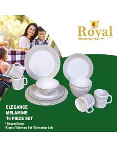 Royal Kitchenware 16 Piece Melamine Dinner Set - Elegance