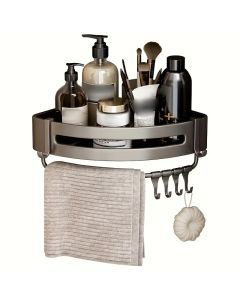 Aluminum Non-Drill Wall-Mounted Corner Shelf - Bathroom Storage Rack