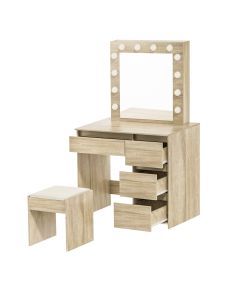 Levede Dressing Table Makeup Mirror Led Vanity Stool Set Jewellery Organizer