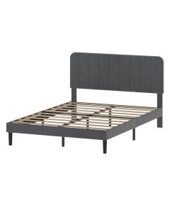Levede Double Bed Frame Upholstered Adjustable Headboard Bed Platform Dark Grey