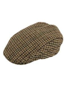 Dents Mens Abraham Moon Tweed Quilted Flat Cap - Brown (Driving Cabbie Ivy Hat)