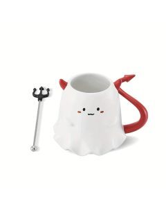 16oz Large Ceramic Halloween Devil Mug with Stirring Stick