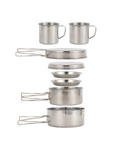 8-Piece Camping Cookware Mess Kit Silver