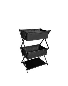 3-Tier Folding Camping Storage Rack Organizer Black