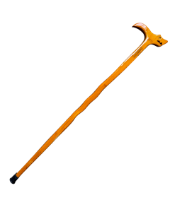 93cm Light Brown Wooden Walking Stick w/ Dragon Head - Sturdy Varnished Carved Cane Pole