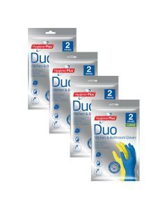 Hygiene Plus Duo Kitchen and Bathroom Gloves 2pk (Large) x4